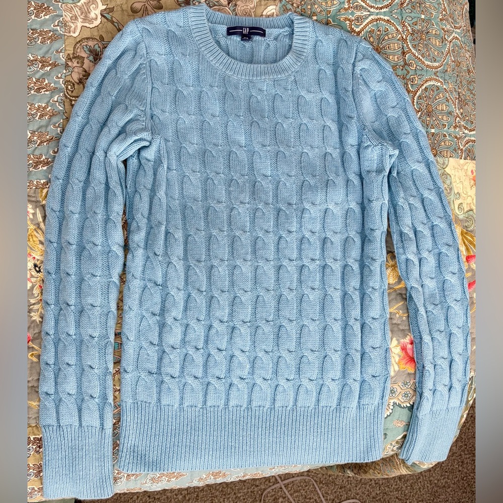 GAP Light Blue Cable Crew Neck Sweater
